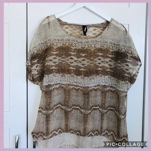 Seven 7 animal print sheer dolman blouse